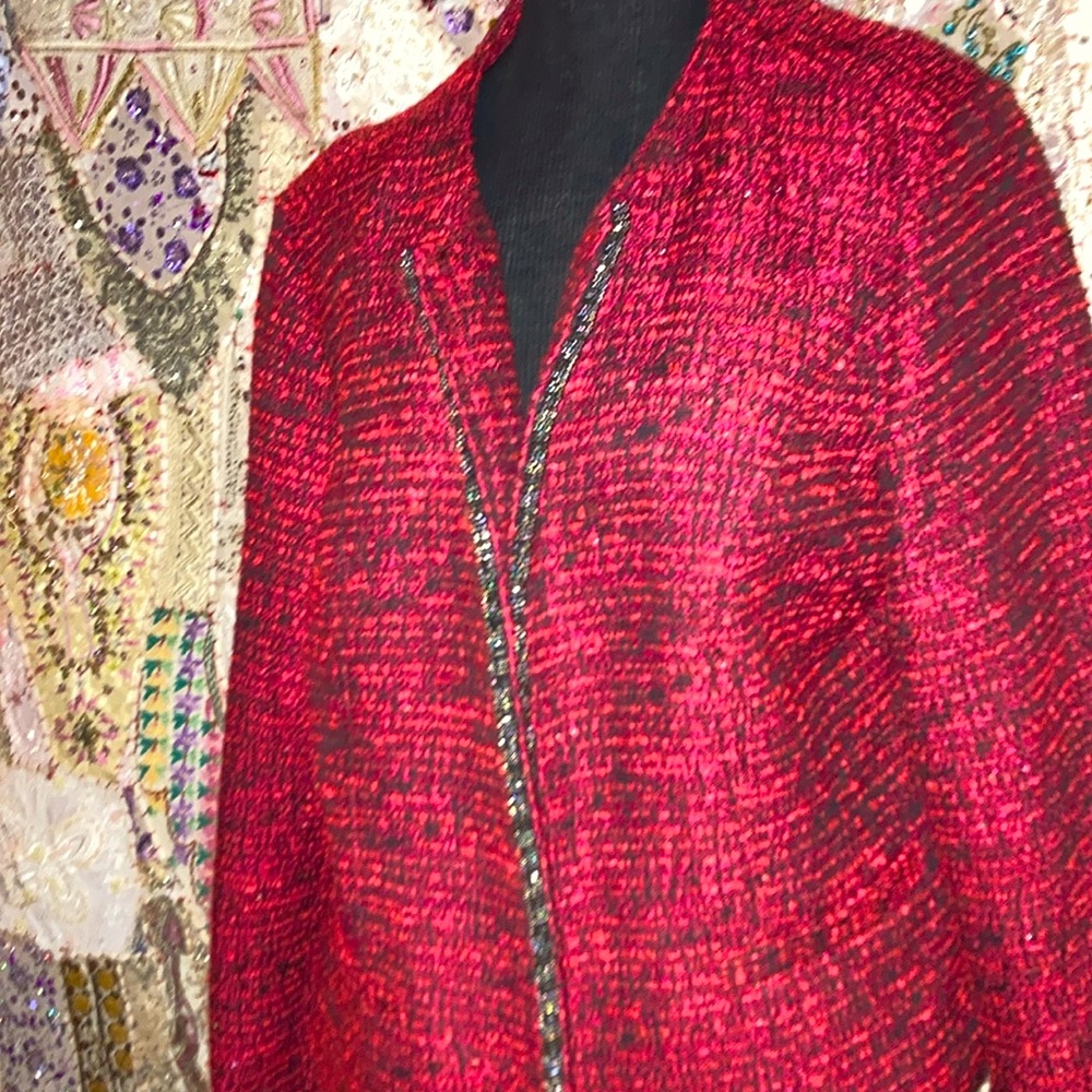 Multiple Colored Lined Tweed Jacket With Sparklin… - image 2